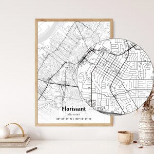 Florissant City Map Print, Florissant Missouri Map Poster, USA City Street Map, Map of Florissant, Modern City Map, Florissant Poster Print