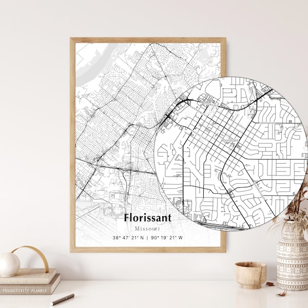 Map of Florissant Missouri Etsy