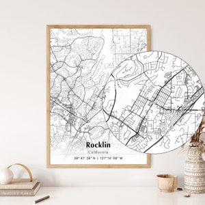 Rocklin City Map Print, Rocklin California Map Poster, USA City Street Map, Map of Rocklin, Modern City Map, House Moving Gift, Poster Print