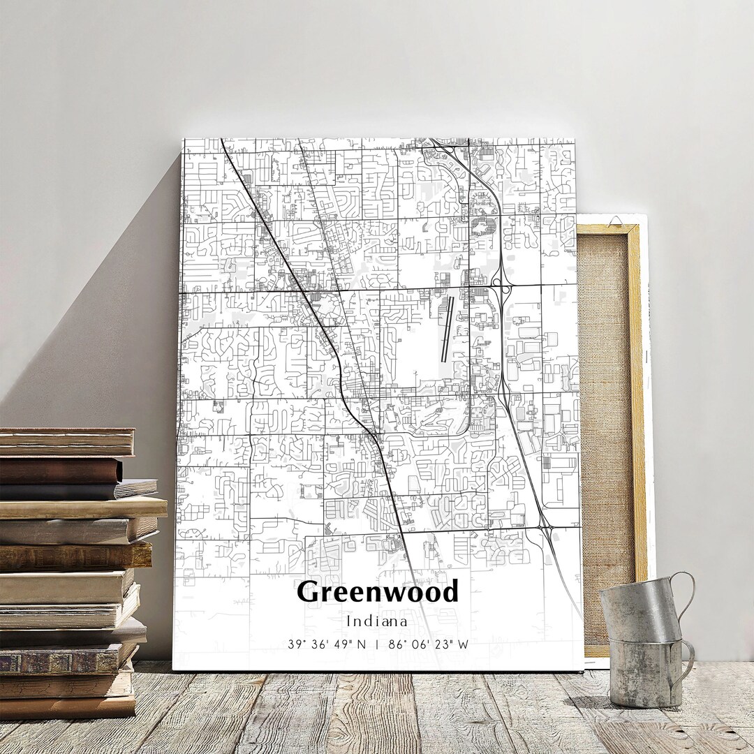 Greenwood City Map Print, Greenwood Indiana Map Poster, USA City Street Map, Map of Greenwood