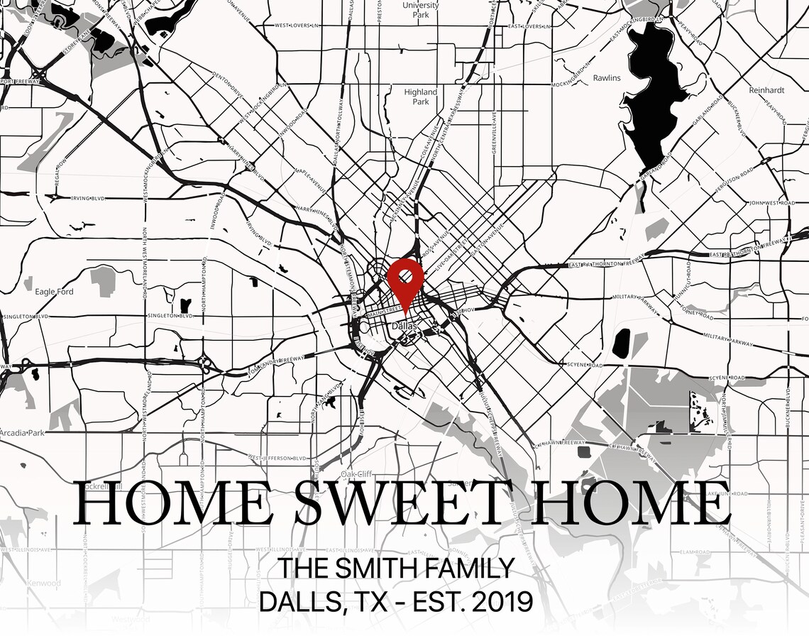 Custom Map Print Custom Home Address Print Home Sweet Home Etsy