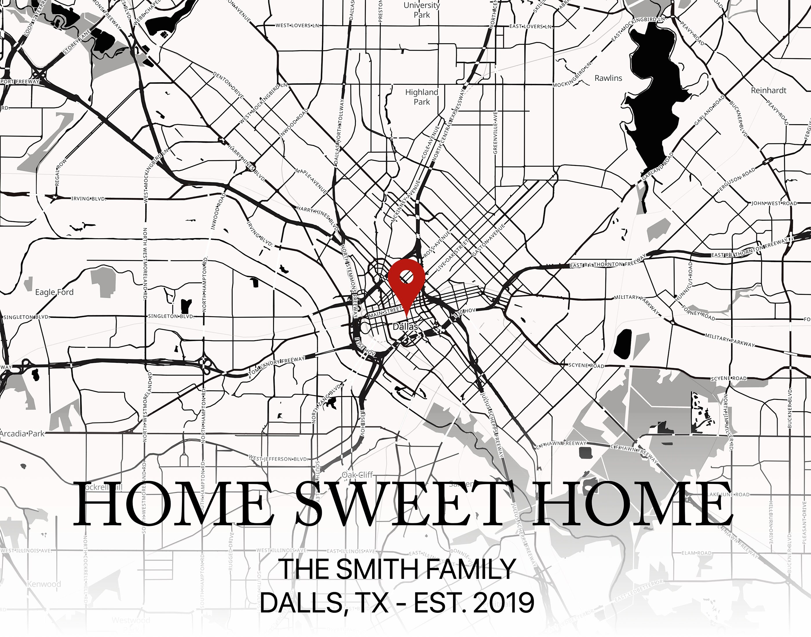 Custom Map Print Custom Home Address Print Home Sweet Home - Etsy