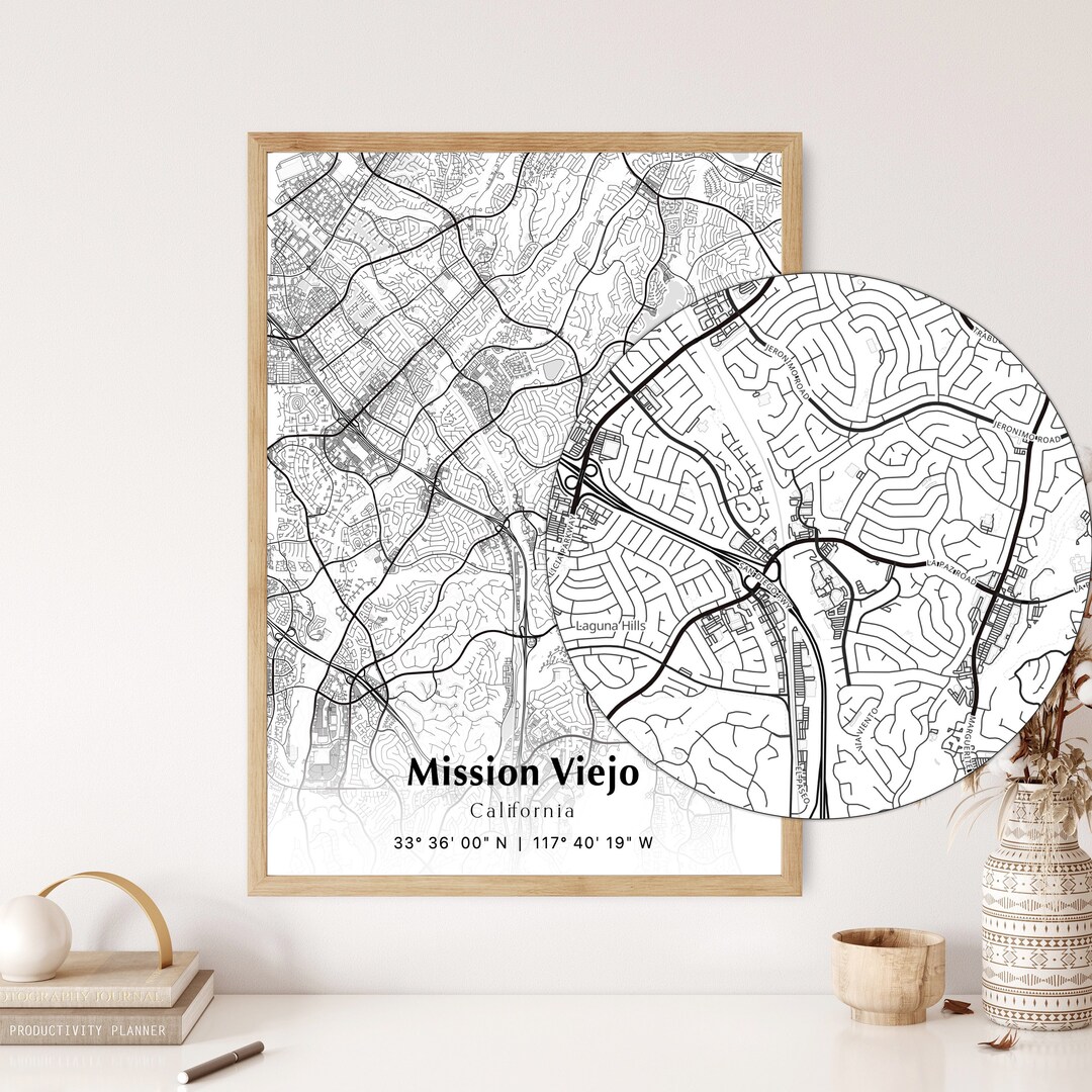 Mission Viejo City Map Print, Mission Viejo California Map Poster, USA