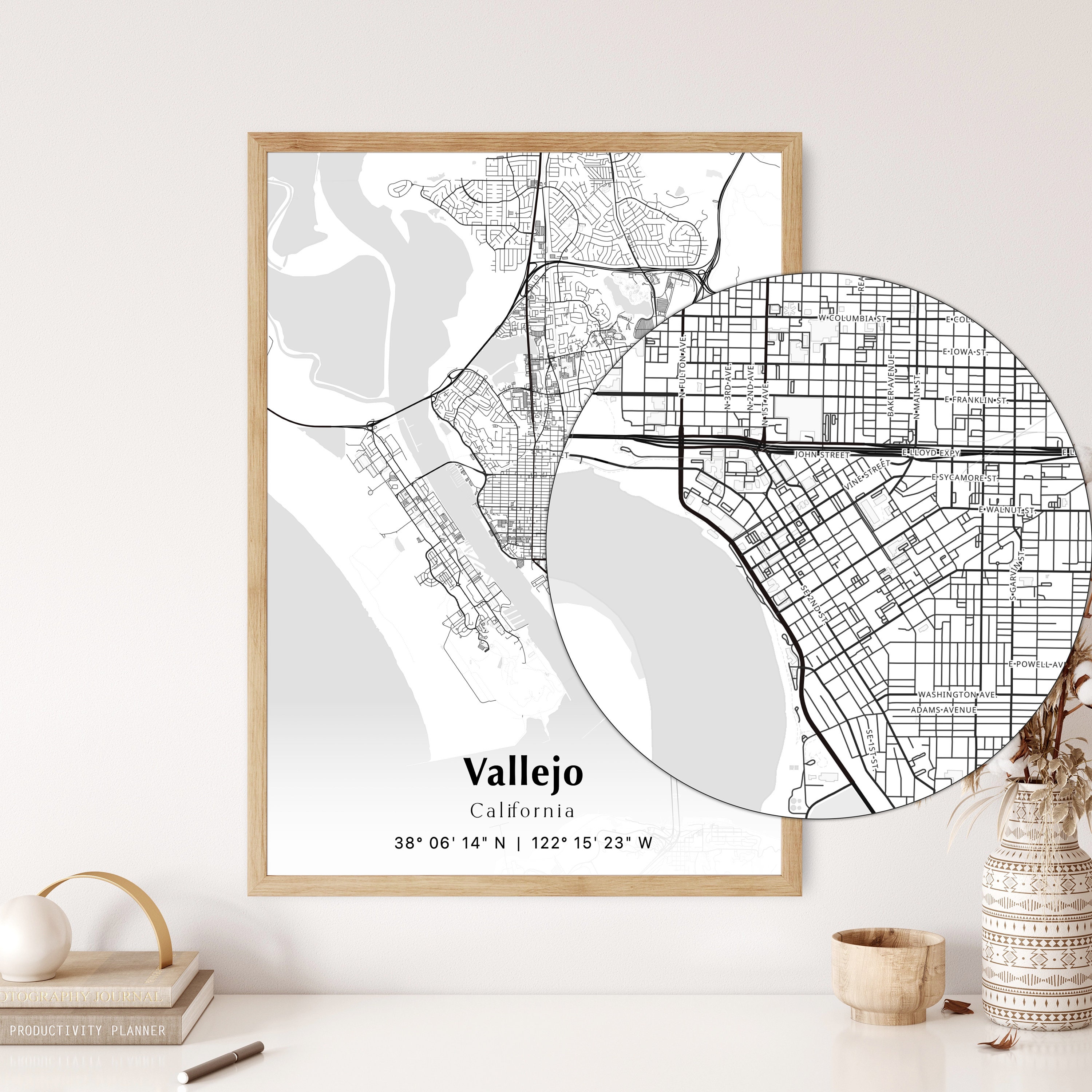 Vallejo City Map Print Vallejo California Map Poster USA City Street Il G7g9 