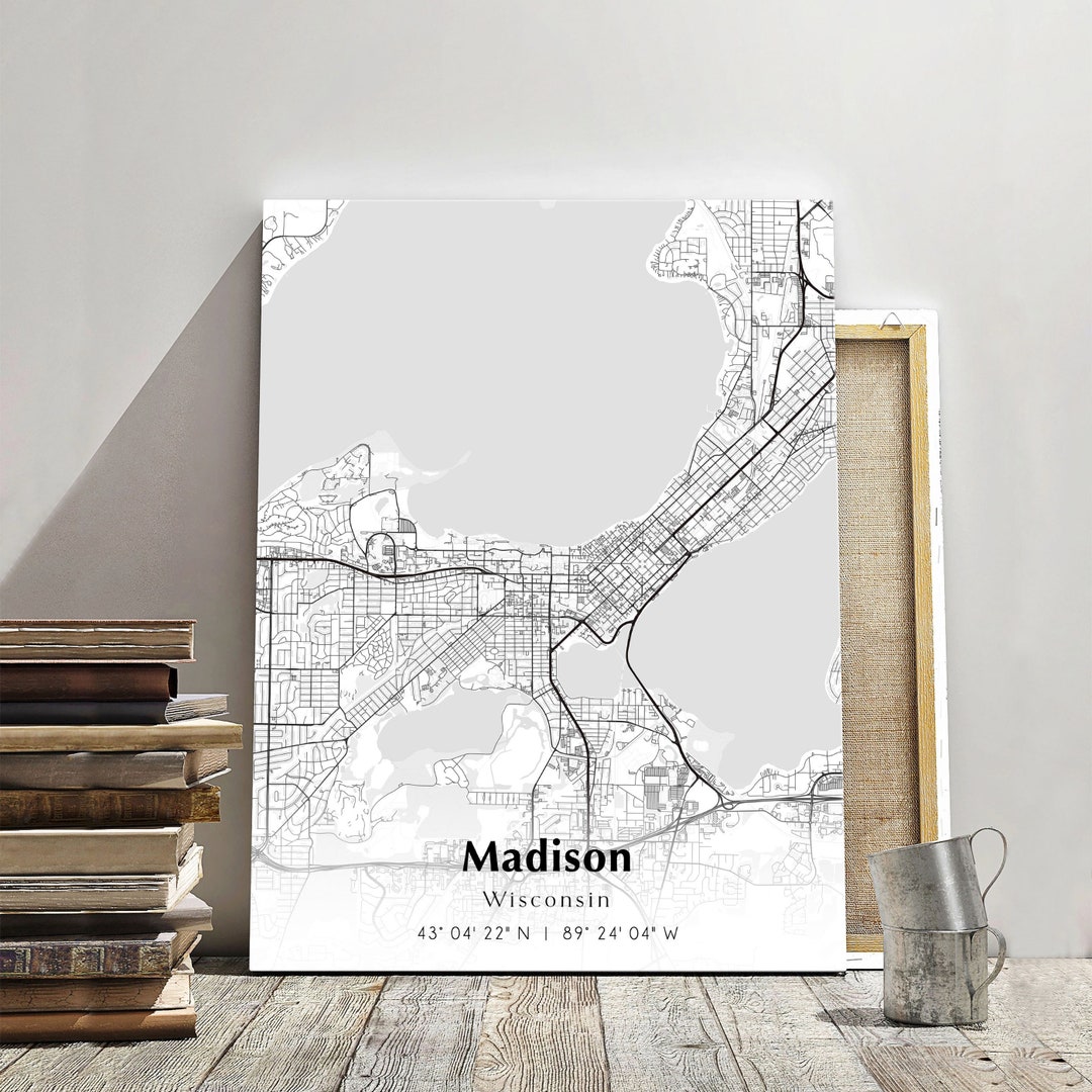 Madison City Map Print, Madison Wisconsin Map Poster, USA City Street ...