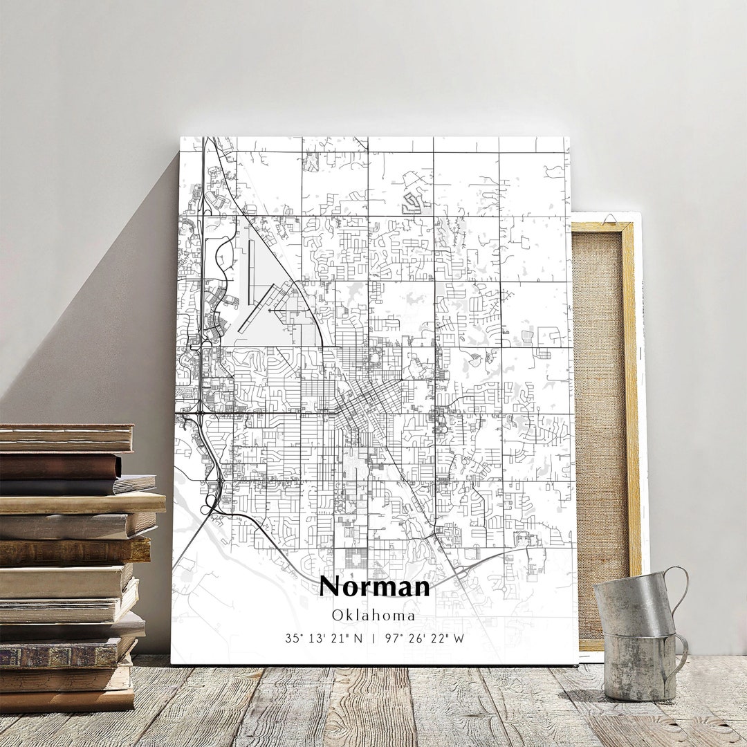 Norman City Map Print, Norman Oklahoma Map Poster, USA City Street Map