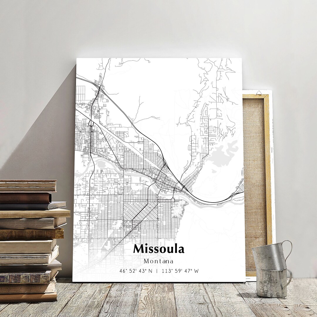 Missoula City Map Print, Missoula Montana Map Poster, USA City Street Map, Map of Missoula ...