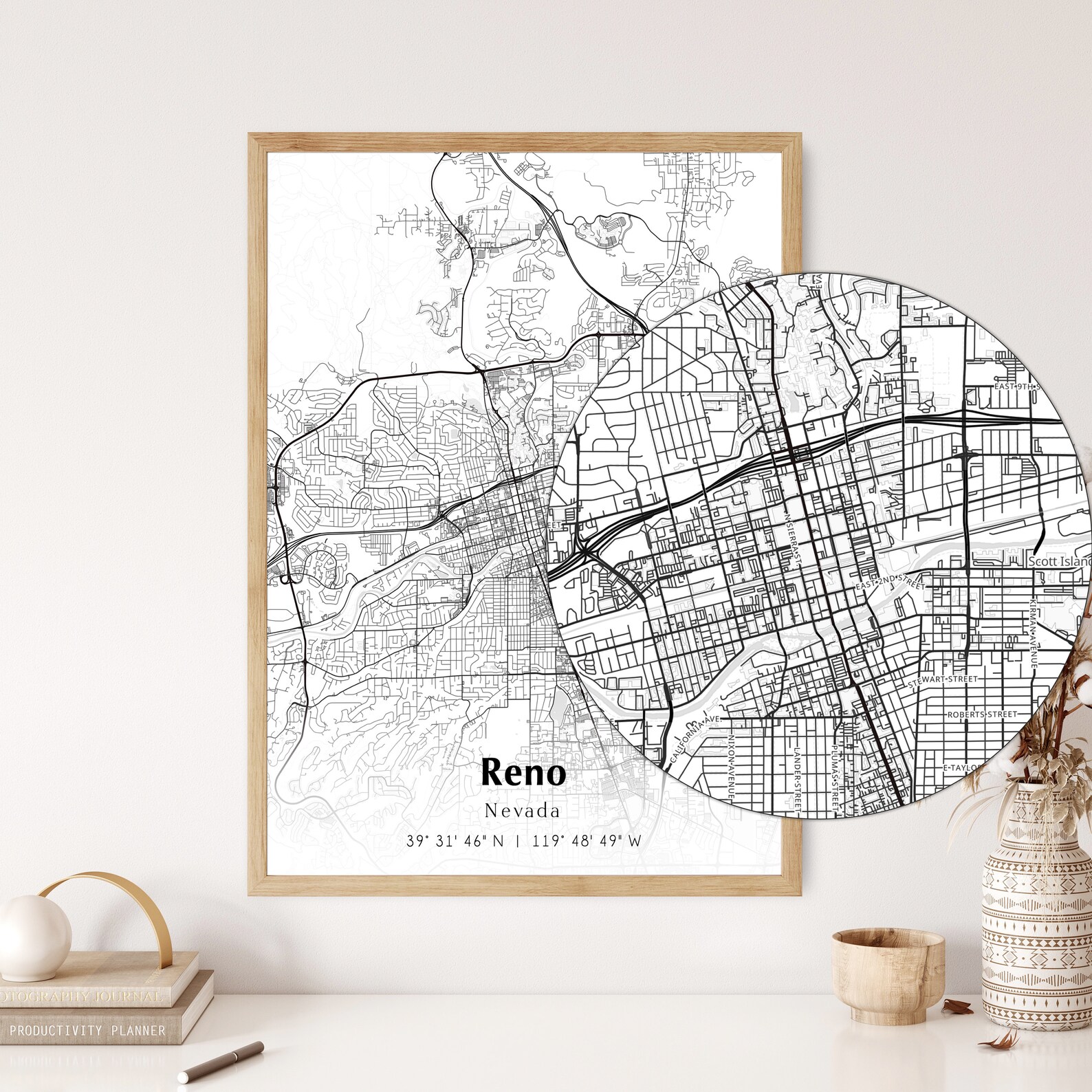 Map of Reno Digital File Modern City Map Reno Printable Map | Etsy