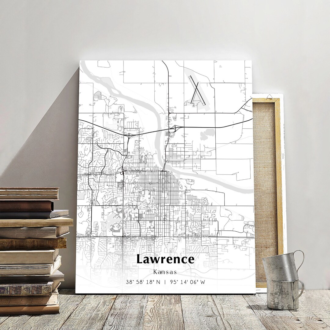 Lawrence City Map Print, Lawrence Kansas Map Poster, USA City Street ...