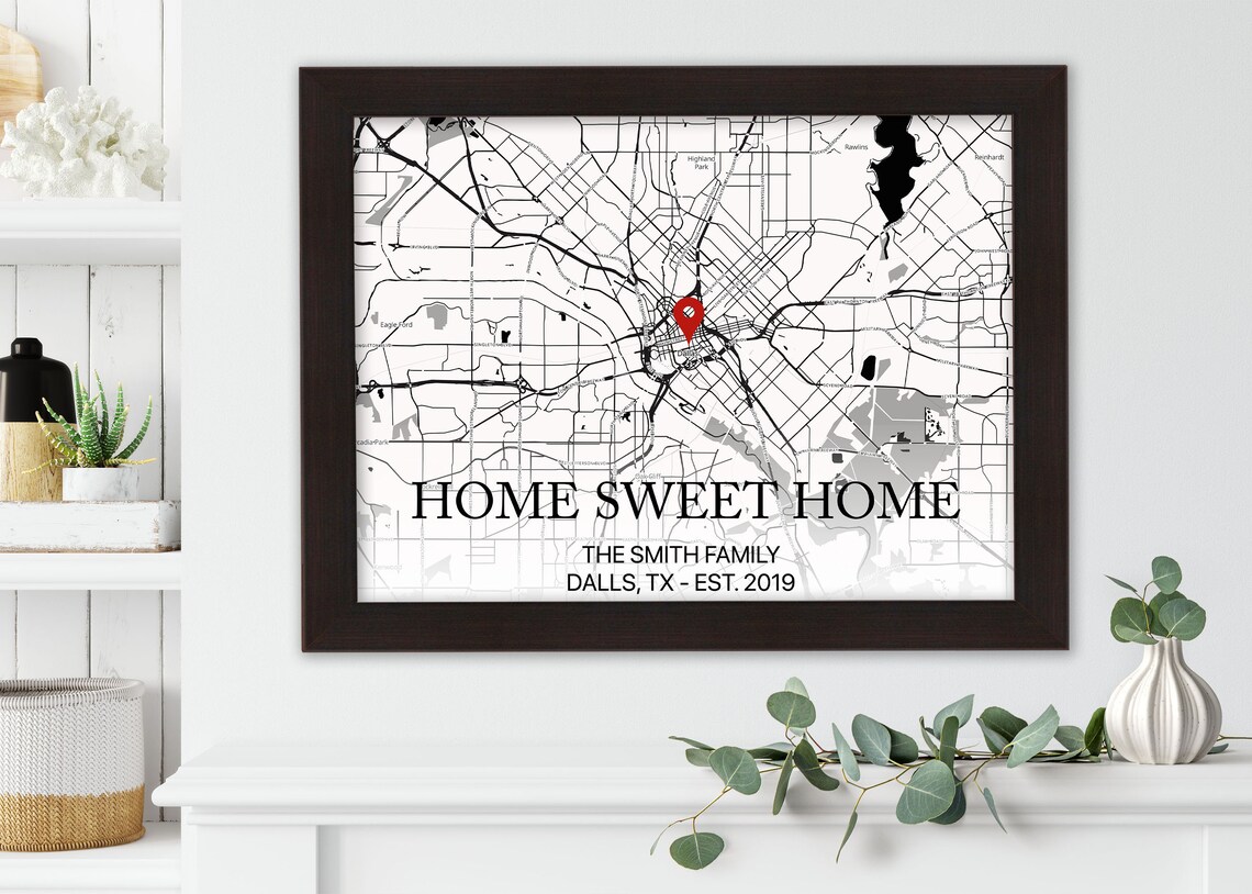 Custom Map Print Custom Home Address Print Home Sweet Home - Etsy