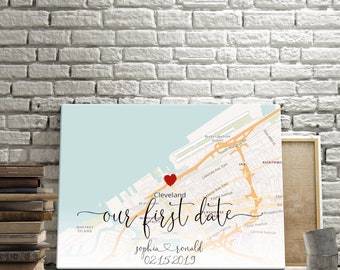 For Wife Frst Date Map Personalzed Annversary Gft, Where We Met Custom ...