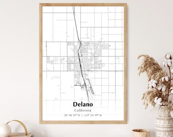 Visual Arts Materials Delano California City Map Canvas Art City Map Art  City Map Print Ready to Hang
