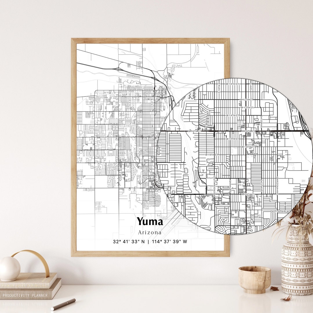 Yuma City Map Print, Yuma Arizona Map Poster, USA City Street Map, Map