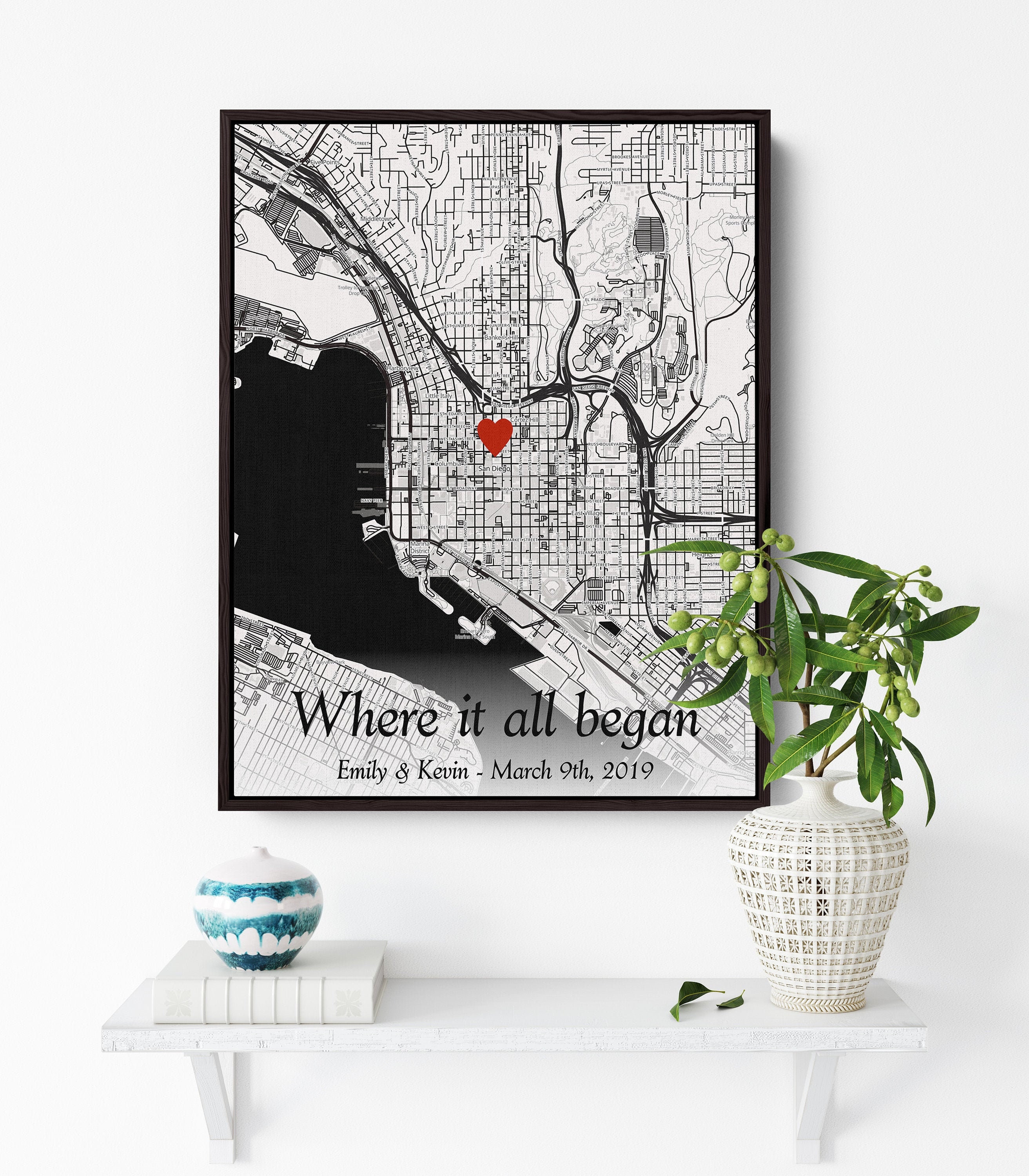 Custom framed map art Paper poster map print Custom city Etsy