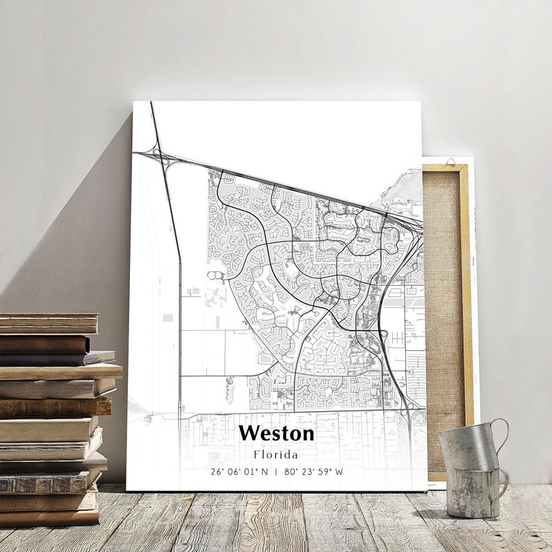 Weston City Map Print Weston Florida Map Poster USA City Street Map Il 5p05 