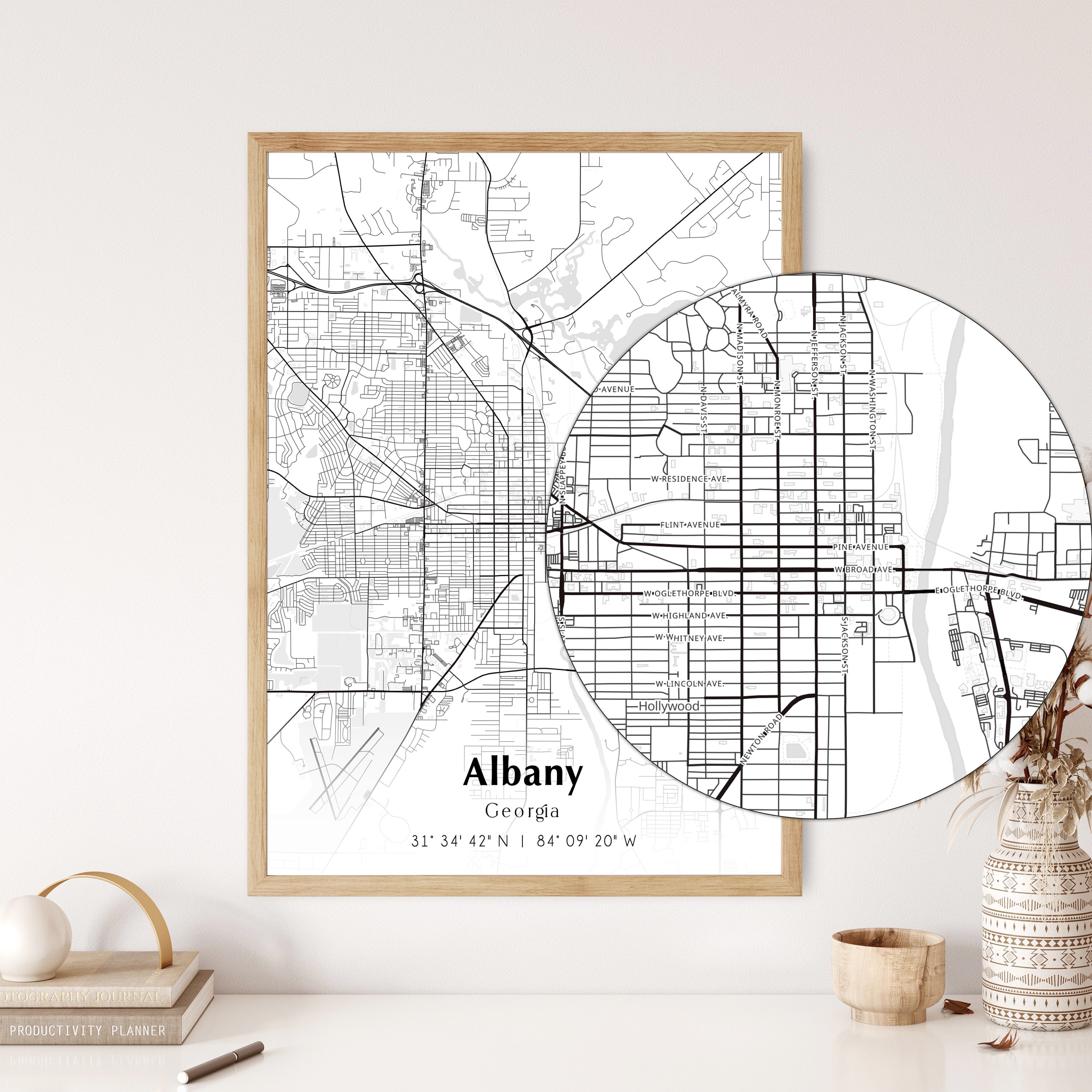 Map Of Albany Digital File Modern City Map Albany Printable Map Il Qtu9 