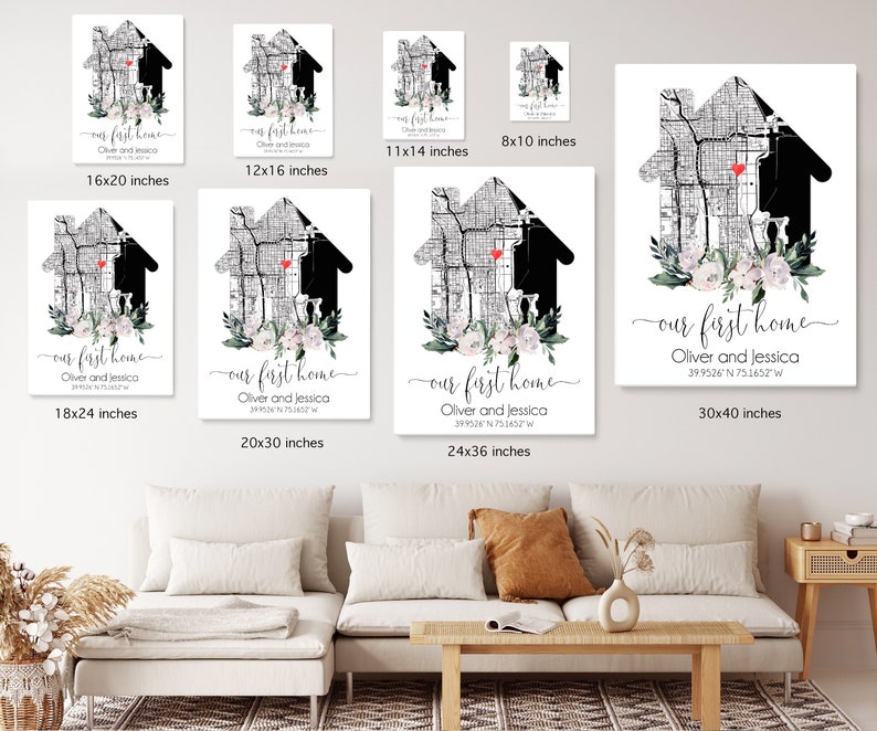 Custom Home Map, Our First Home, First Time Home Buyer, Personalized Housewarming Gift, First Home Gift Map, Our Home Map, Gift from Realtor image 10
