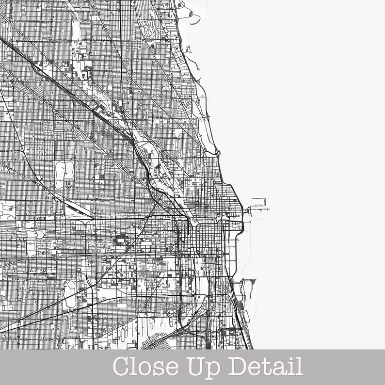 Map on canvas Framed wall poster Chicago map poster Poster Cities Map Chicago city Custom Wall Art Custom frame map Chicago city map