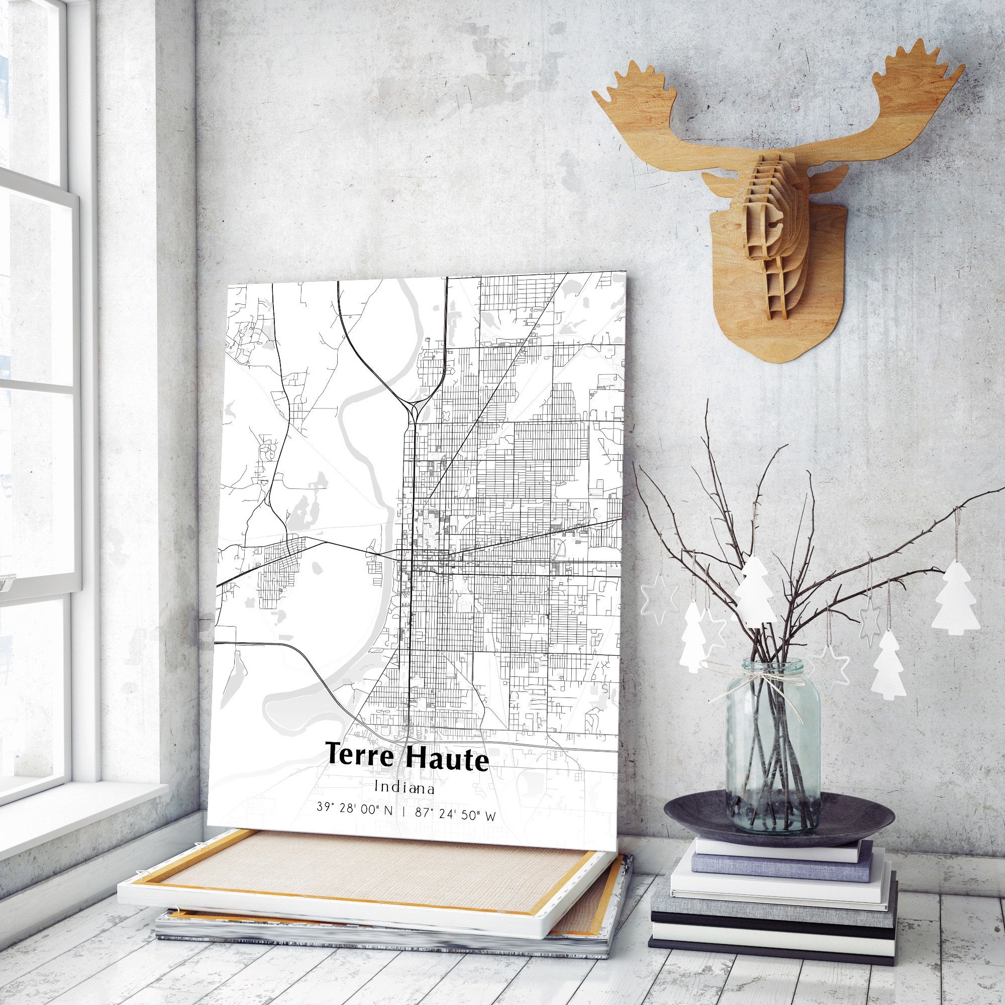 Map of Terre Haute Digital File Modern City Map Terre Haute - Etsy