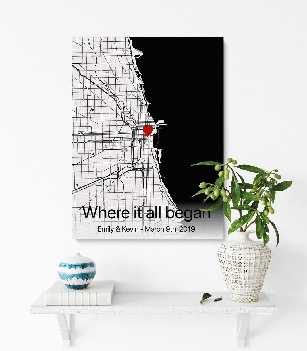 CUSTOM Map Canvas Print, Gallery Wrap Map Canvas Print, Wall Art Canvas ...