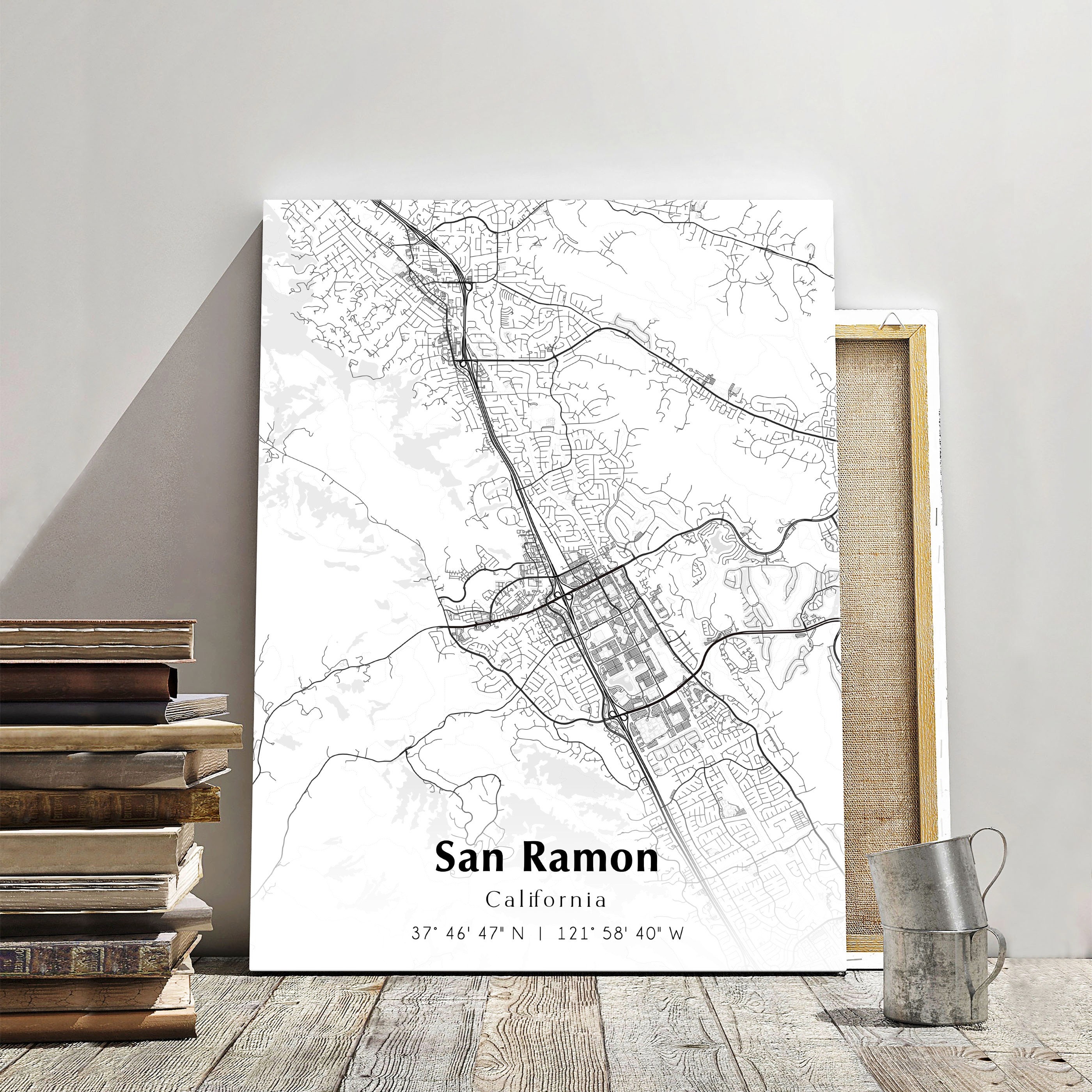 San Ramon Outline Map San Ramon City Map Print, San Ramon California Map Poster, USA City ...
