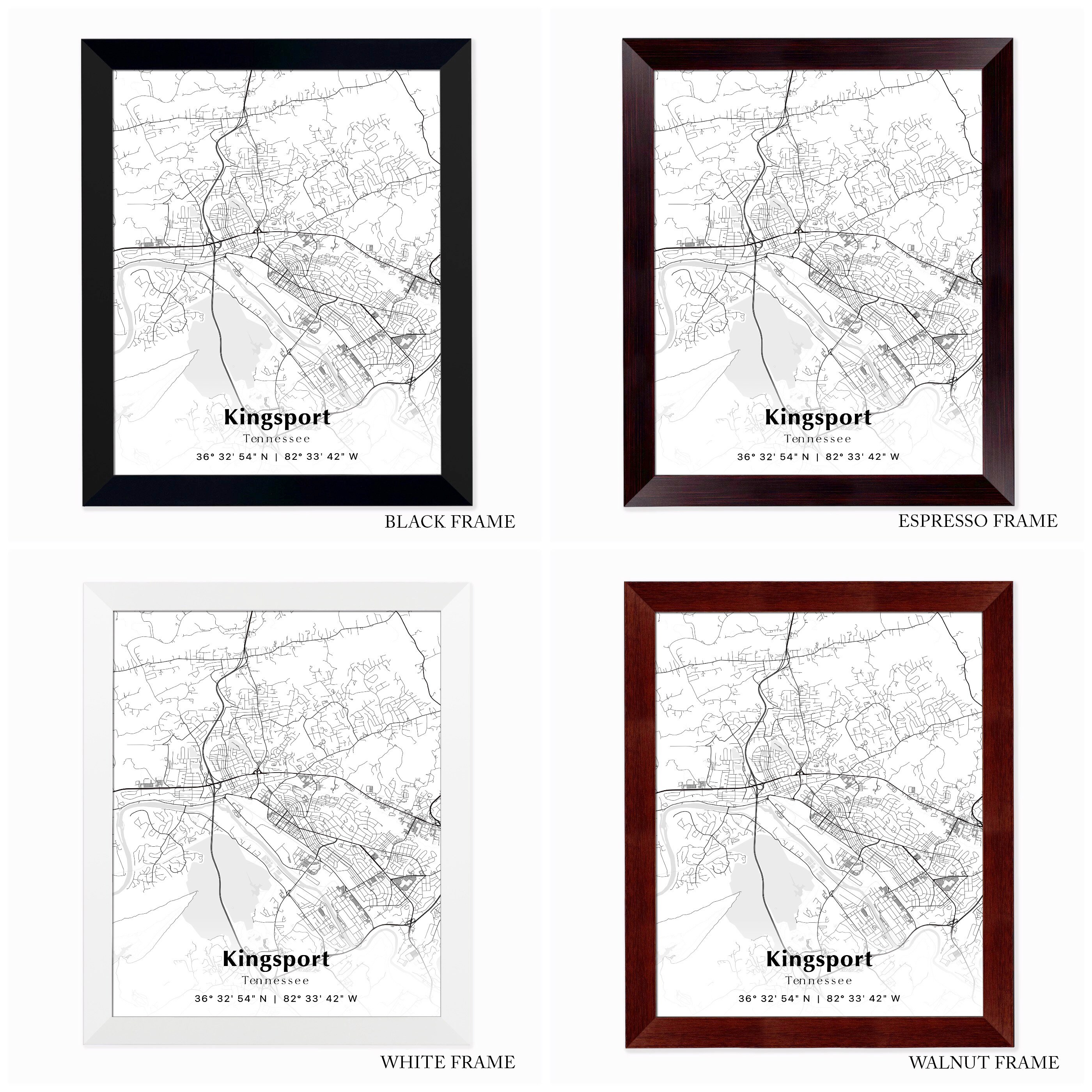 Kingsport City Map Print Kingsport Tennessee Map Poster