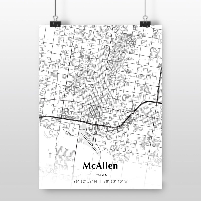 Mcallen City Map Print Mcallen Texas Map Poster USA City - Etsy