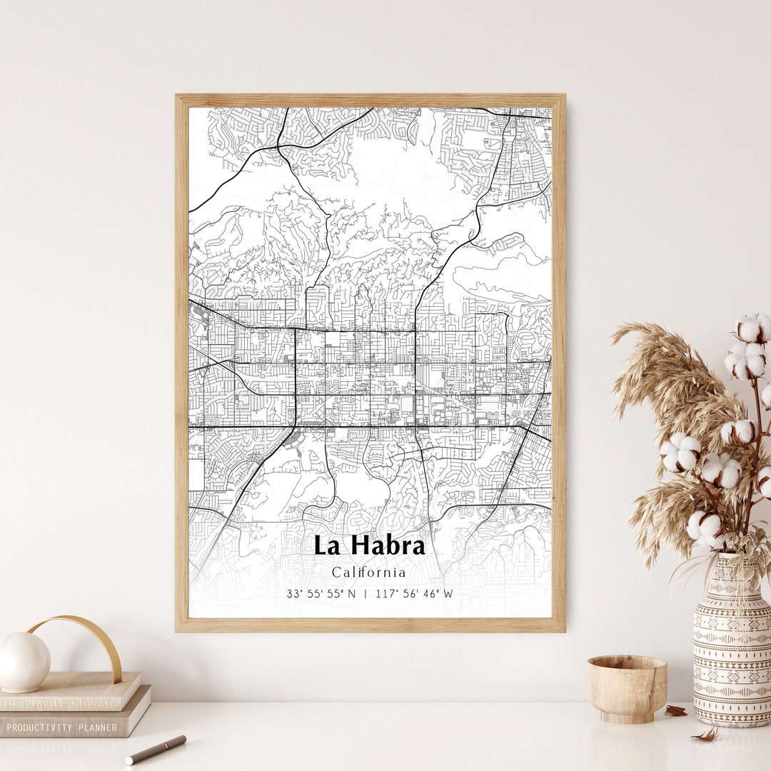 Map of La Habra Digital File Modern City Map La Habra Etsy