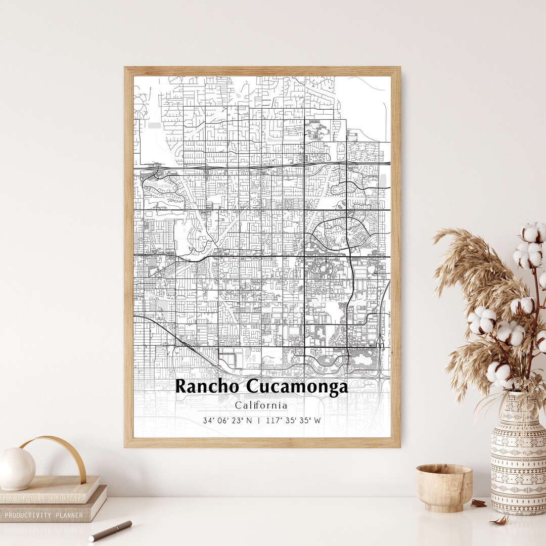 Map of Rancho Cucamonga Digital File, Modern City Map, Rancho Cucamonga