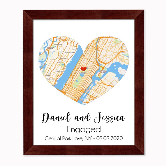 Póster personalizado con mapa de corazón de Where It All Began, lienzo,  mapa de pareja, regalo para ella, regalo para él, boda, San Valentín