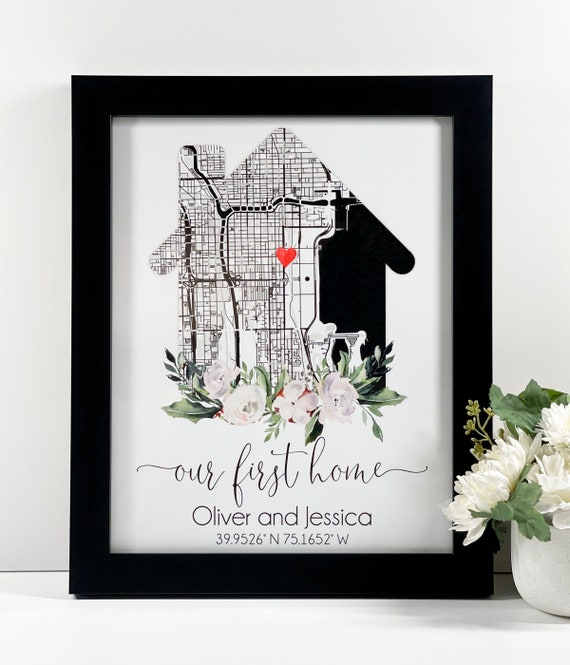 Framed Custom Home Map Home Address Map Home Location Map - Etsy