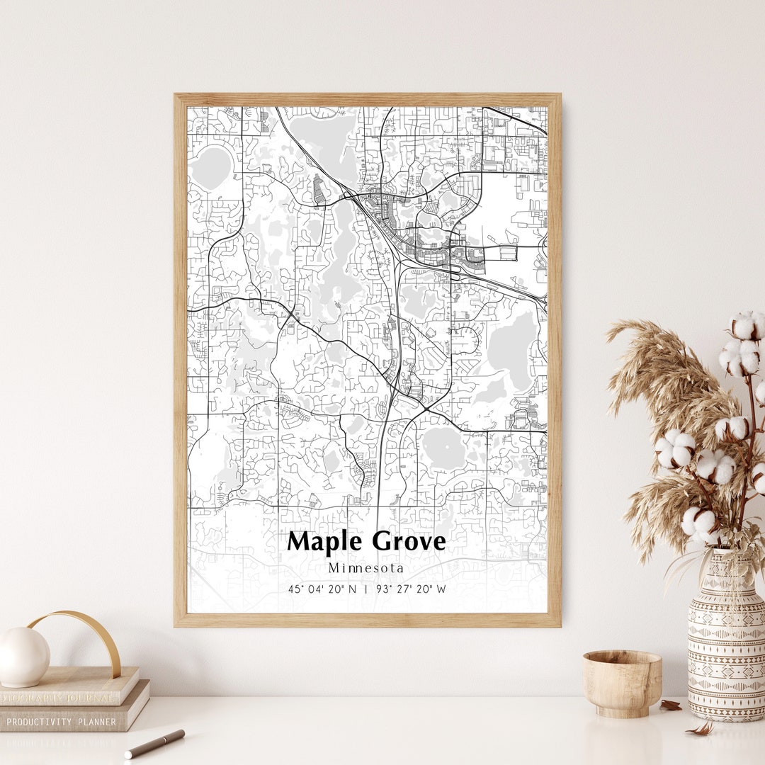 Map of Maple Grove Digital File Modern City Map Maple Grove Etsy
