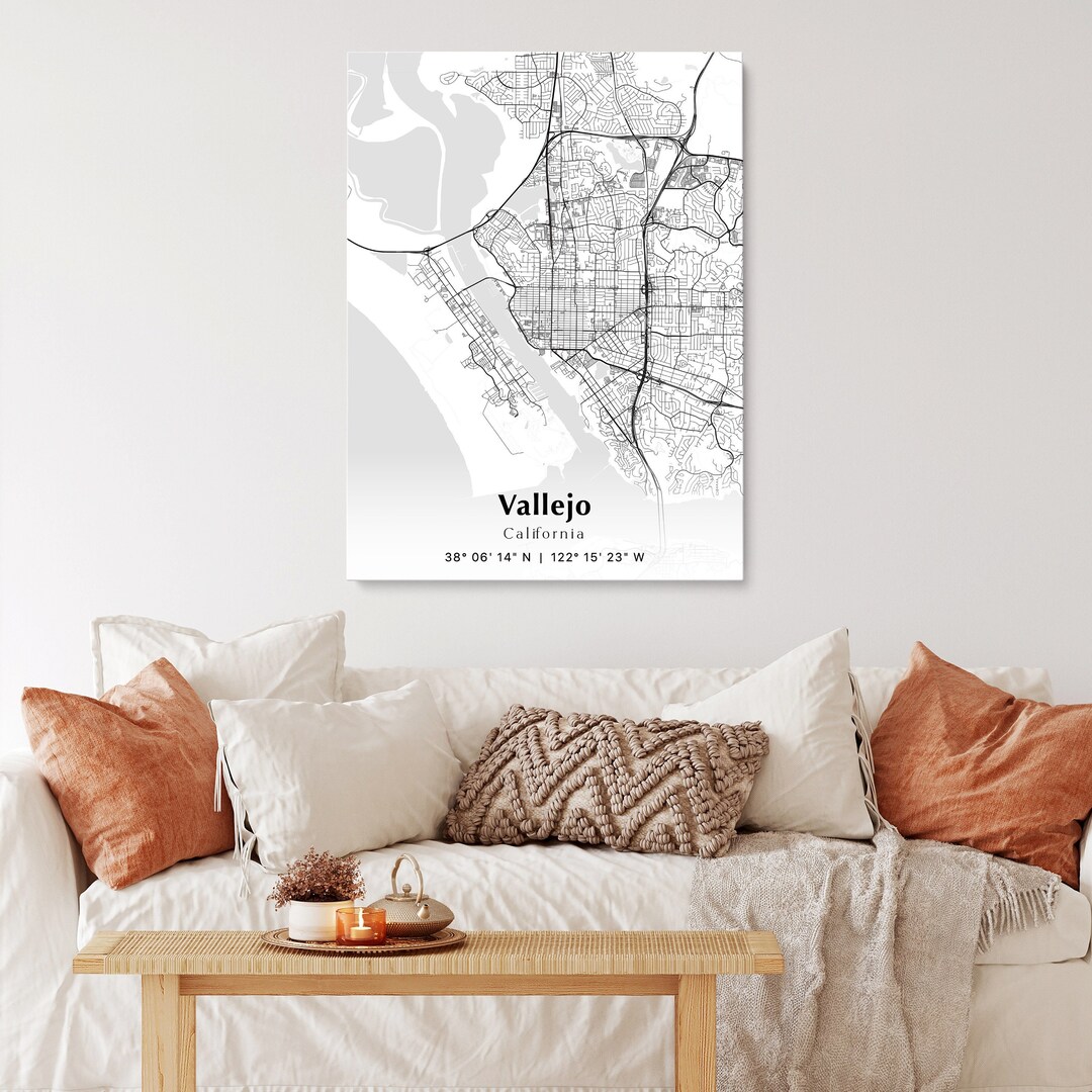 Vallejo City Map Print, Vallejo California Map Poster, USA City Street