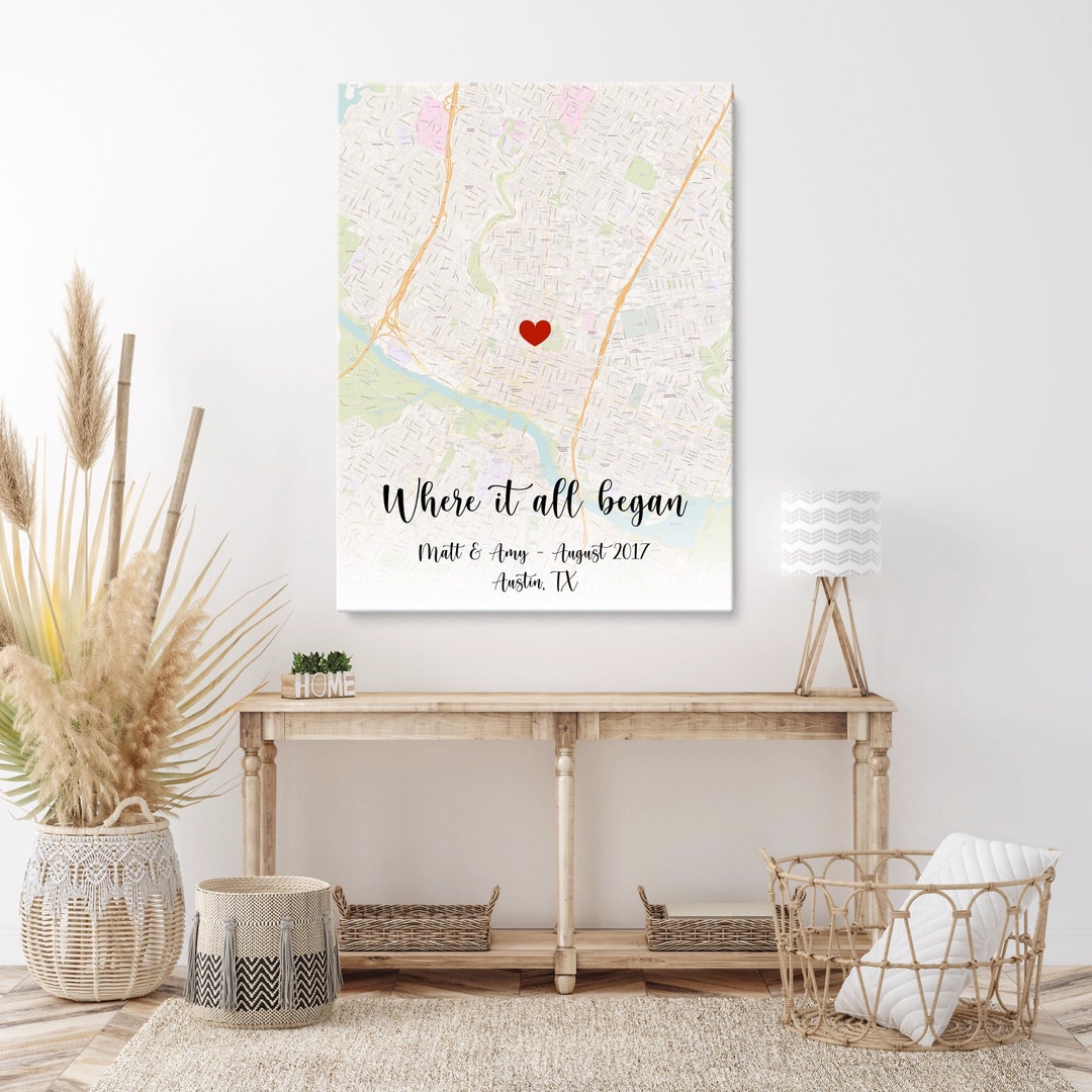 Personalized Map Canvas, Customizable Map Print, Home Decor Wall Canvas ...