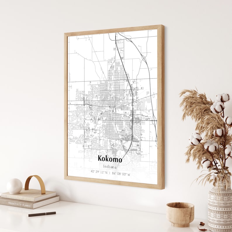 Map of Kokomo Digital File Modern City Map Kokomo Printable Etsy