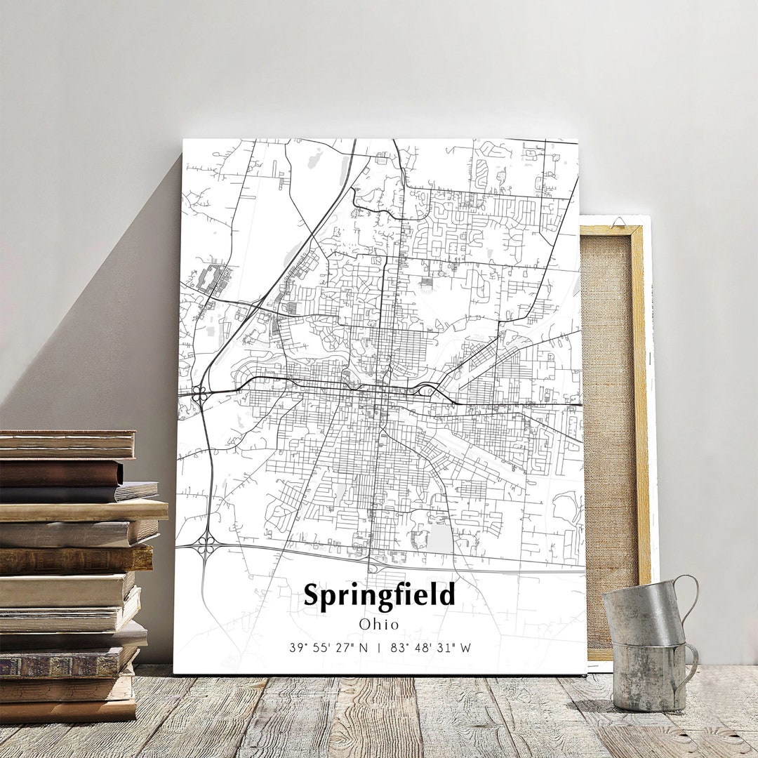 Springfield City Map Print, Springfield Ohio Map Poster, USA City ...