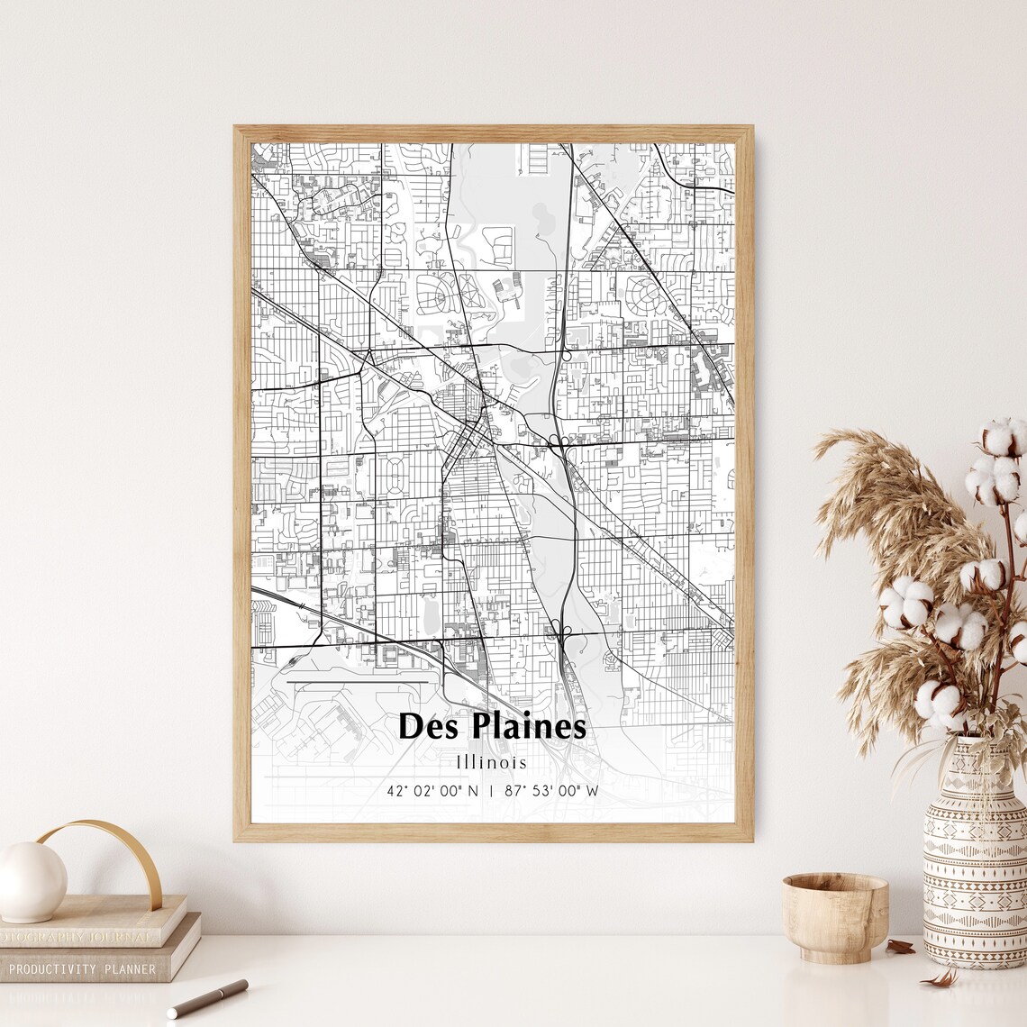 Map of Des Plaines Digital File Modern City Map Des Plaines Etsy