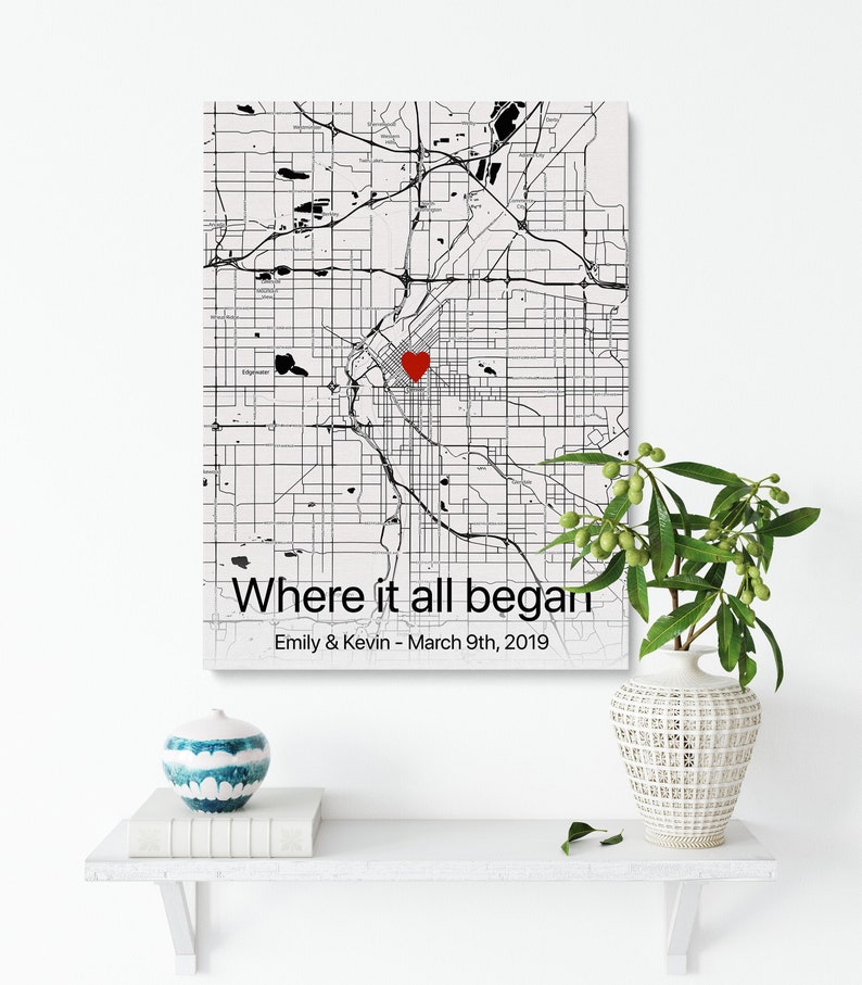 Personalized Map Art Custom City Map Print Map Canvas Print Etsy