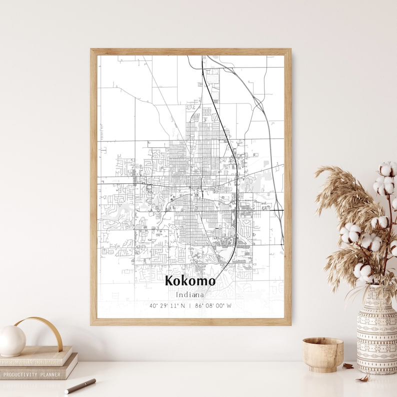 Map of Kokomo Digital File Modern City Map Kokomo Printable Etsy