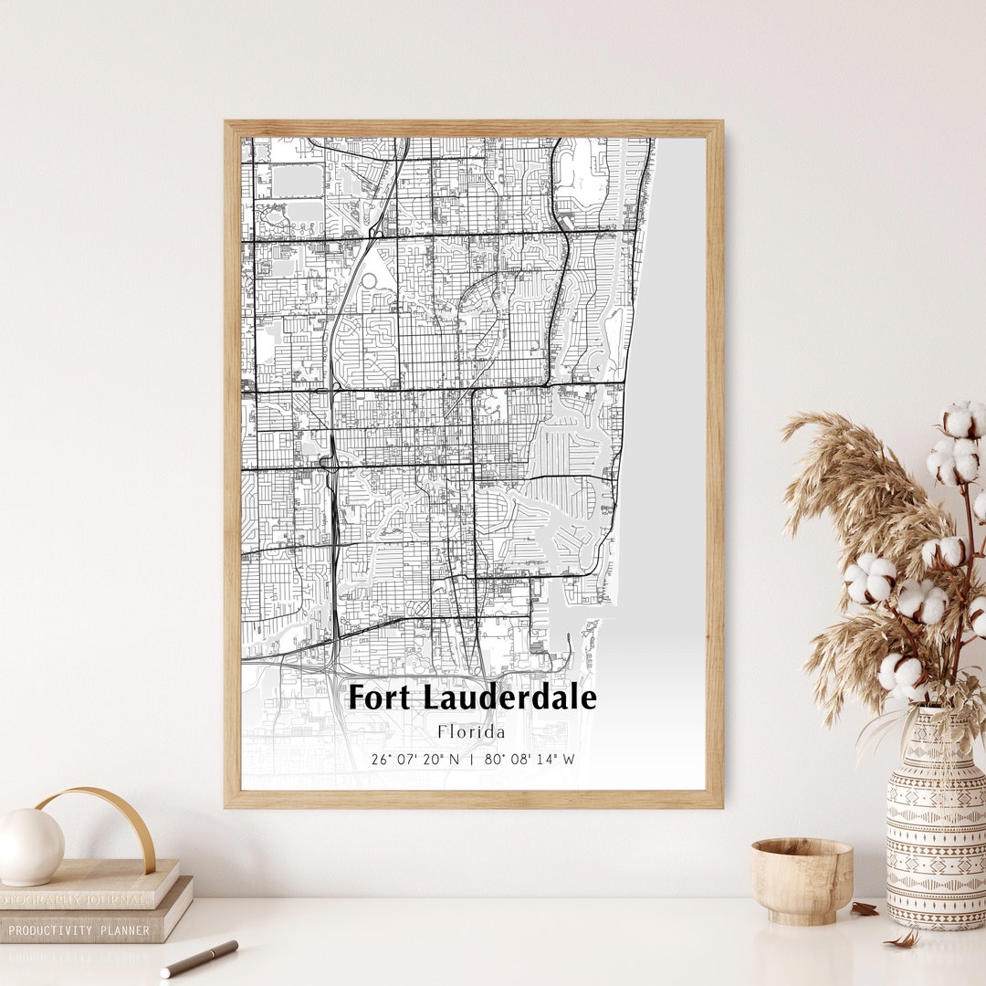 Map of Fort Lauderdale Digital File, Modern City Map, Fort Lauderdale ...