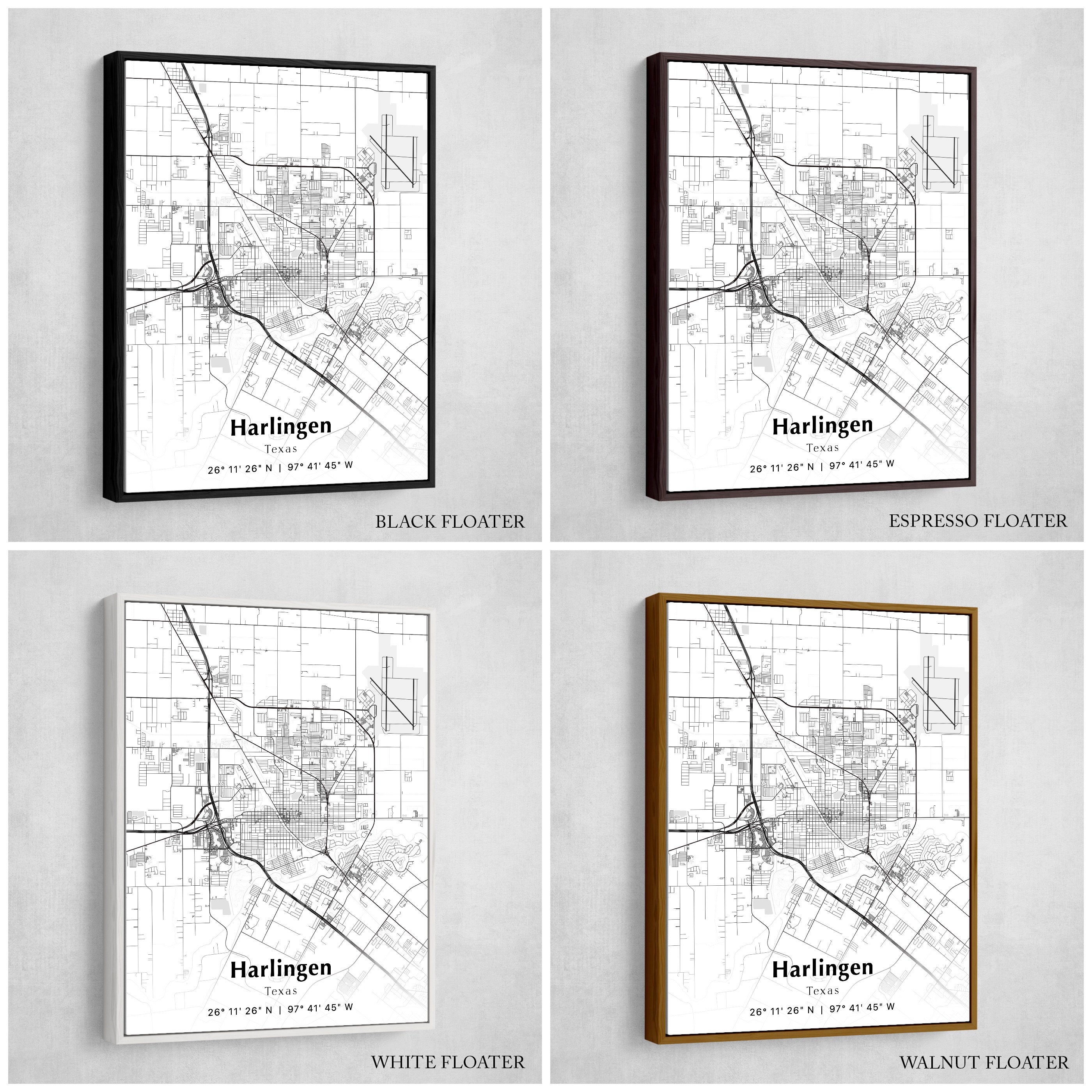 Harlingen City Map Print Harlingen Texas Map Poster USA City image image