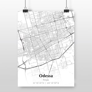 Odessa City Map Print, Odessa Texas Map Poster, USA City Street Map ...