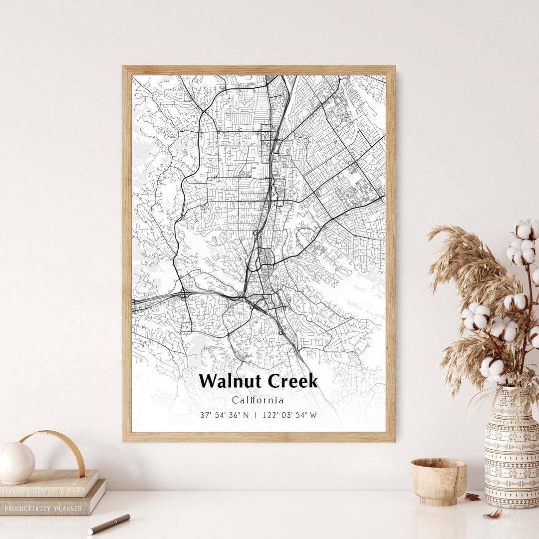 Map of Walnut Creek Digital File Modern City Map Walnut Etsy