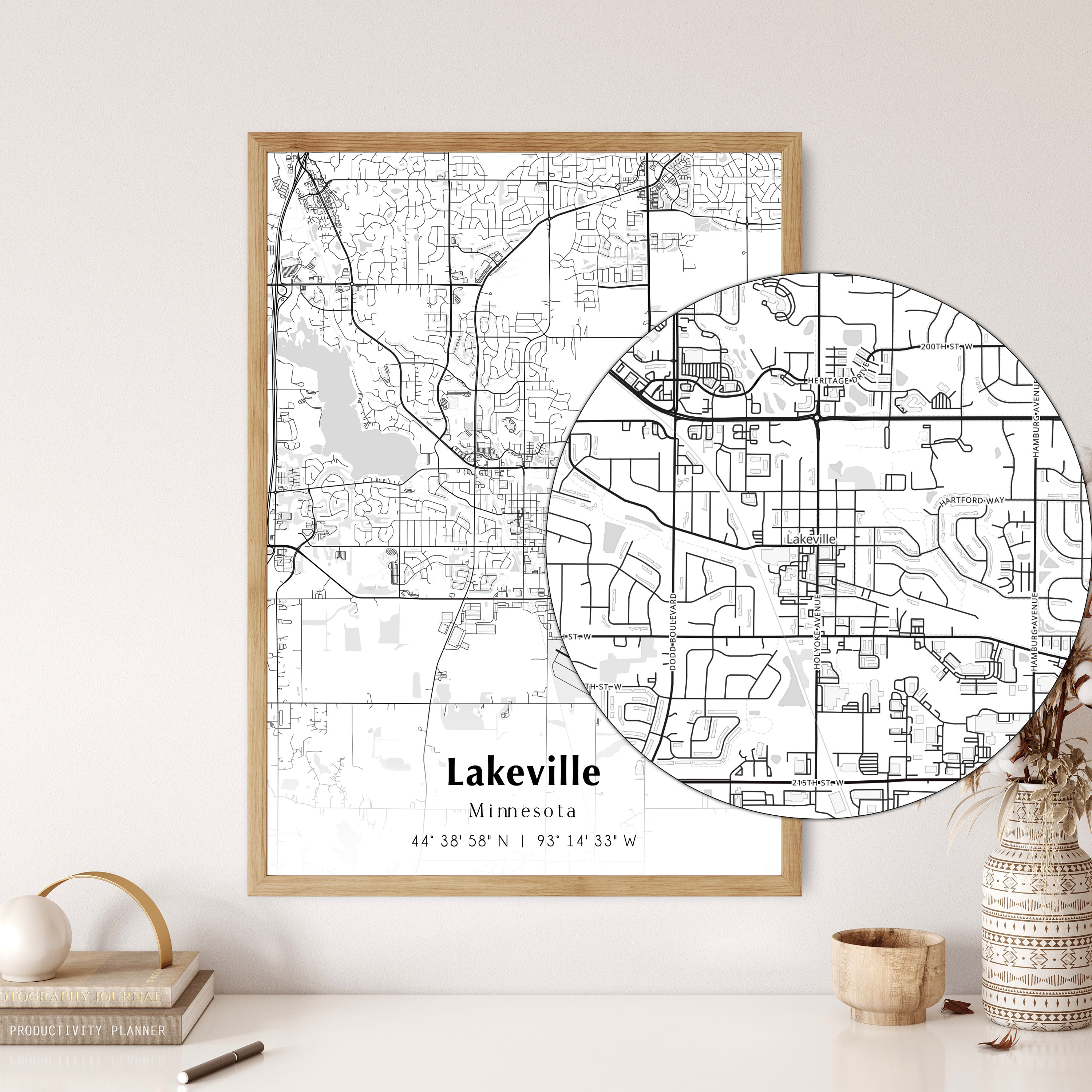 Map of Lakeville Digital File Modern City Map Lakeville Etsy