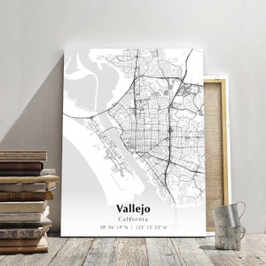 Vallejo City Map Print, Vallejo California Map Poster, USA City Street ...