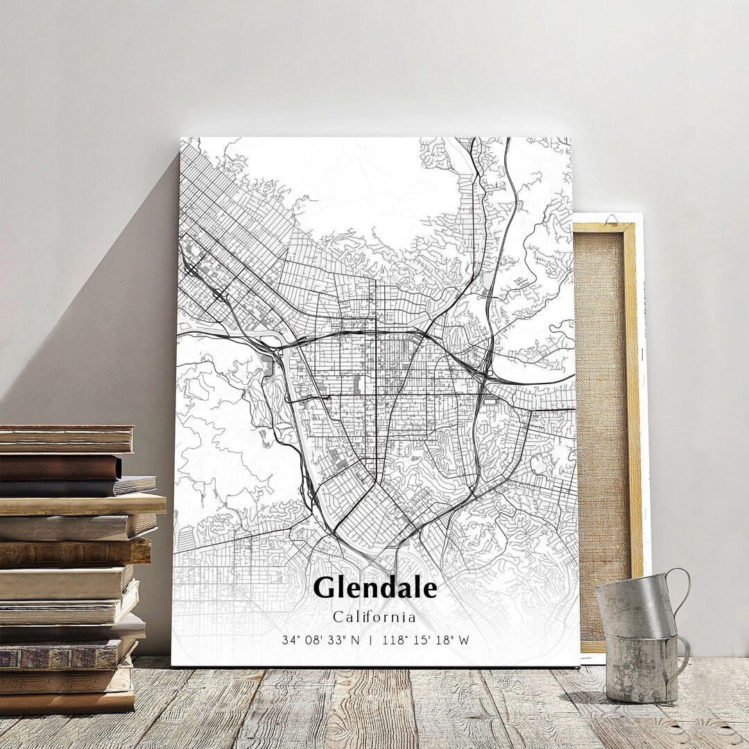 Glendale City Map Print, Glendale California Map Poster, USA City