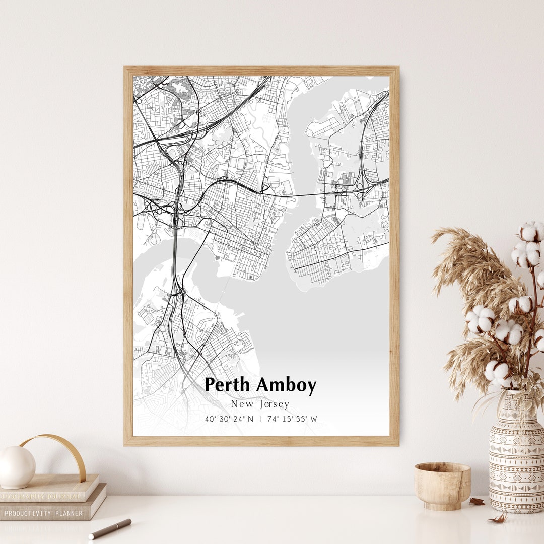 Map of Perth Amboy Digital File, Modern City Map, Perth Amboy Printable
