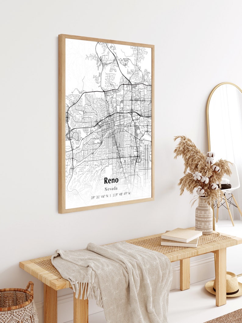 Map of Reno Digital File Modern City Map Reno Printable Map | Etsy