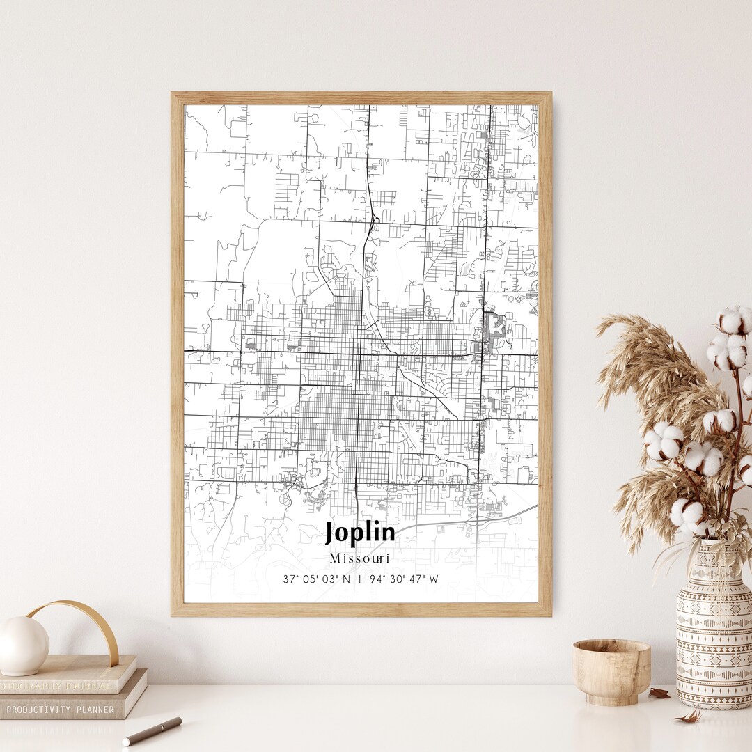 Map of Joplin Digital File, Modern City Map, Joplin Printable Map