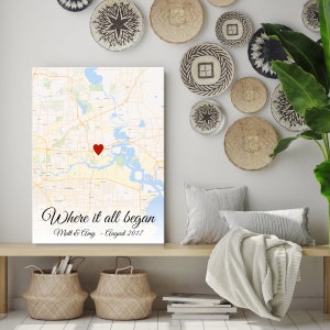 Custom Map Canvas Print, Map made from your address/coordinates/location, Framed map print, Custom Map gift, Custom Christmas Gifts